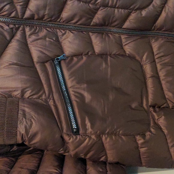 Lane Bryant Bronze Puffer Jacket Hooded Chevron Quilted Coat Size 14/16 - Picture 5 of 8